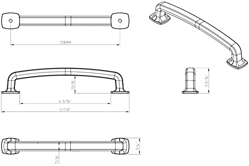 Jeffrey Alexander MO6373-128 Belcastel 1-5-1/16" (128 mm) Center to Center Soft Square Cabinet Handle/Drawer Pull -